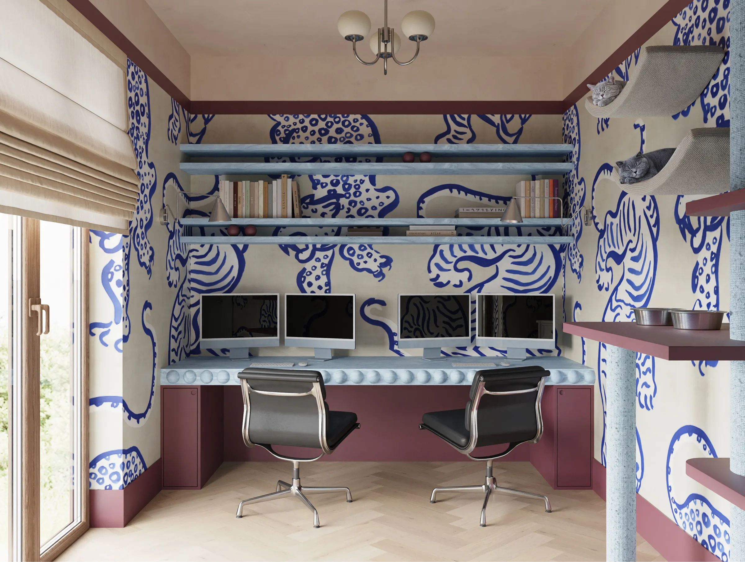 Home Office w projekcie Cavallia, projekt wnętrza prywatnego - NAM STUDIO