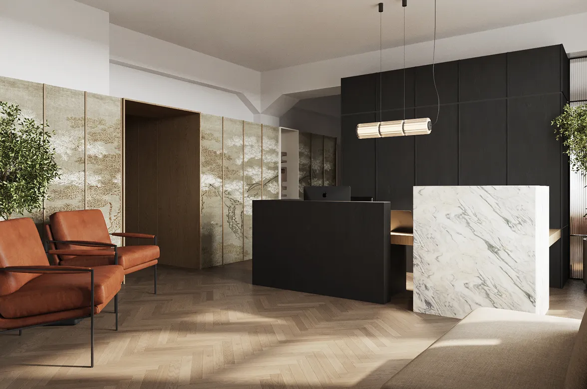 Recepcja w projekcie Kancelarii Notarialnej - projekt komercyjny, NAM STUDIO